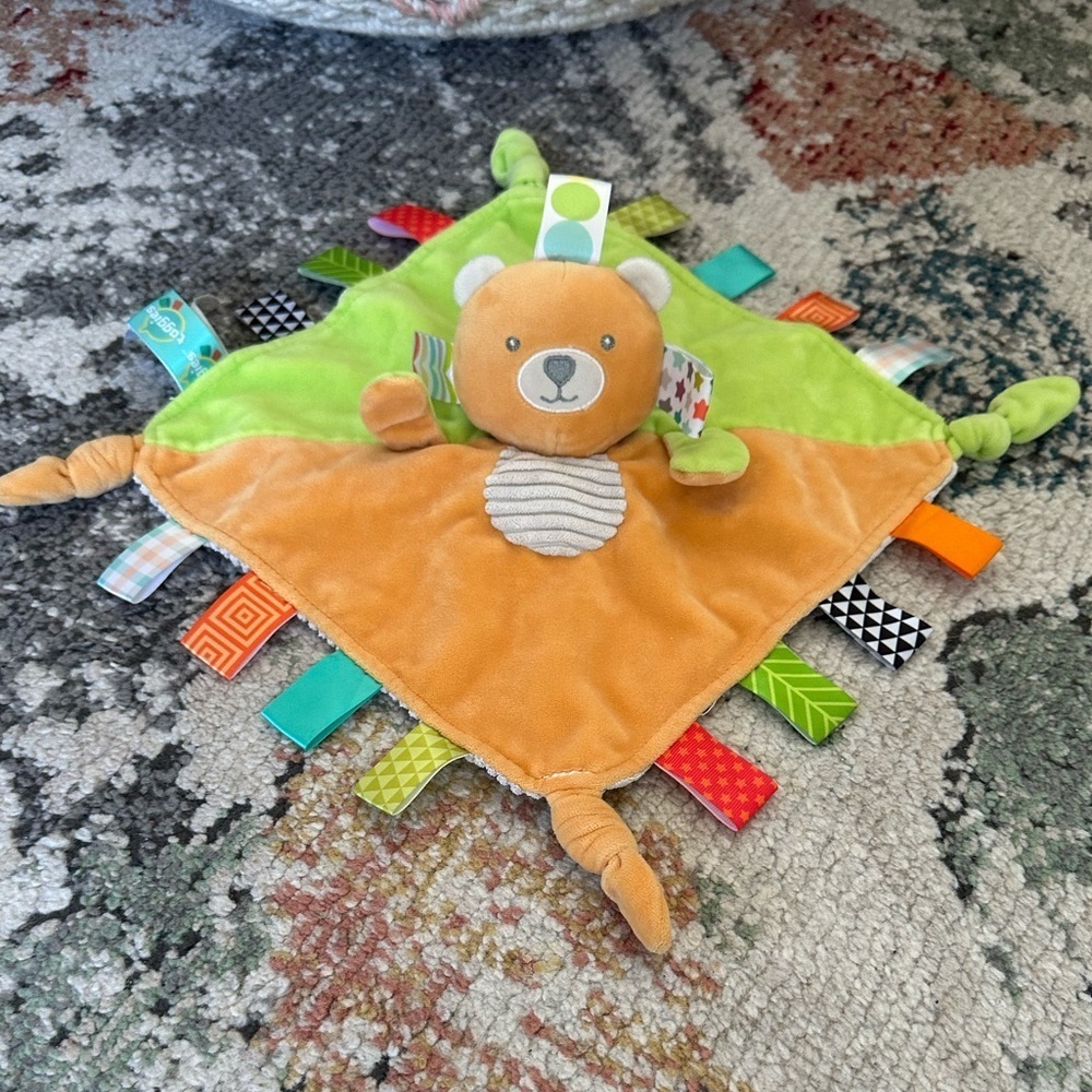 Baby Lovey Security Blanket Dual Sided Plush Frog Bear Baby Satin & Knot Edges